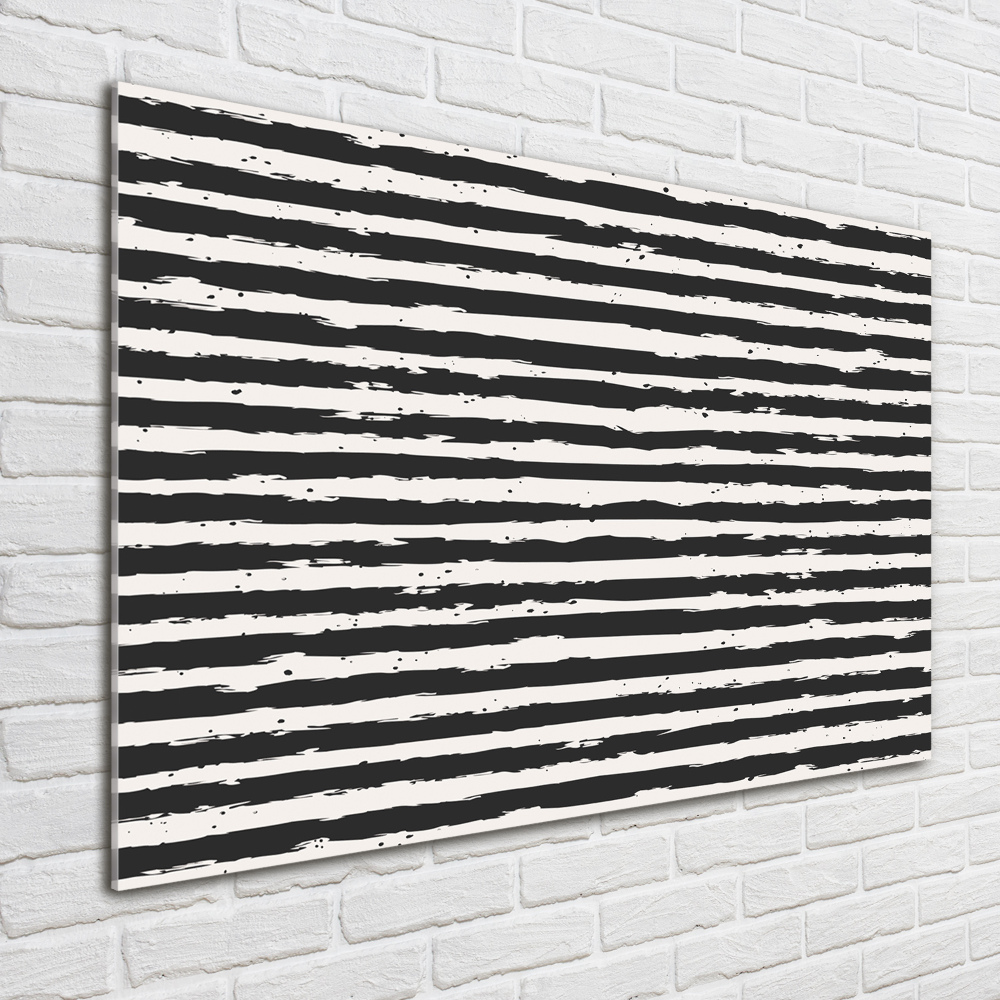 Glass wall art Black and white stripes