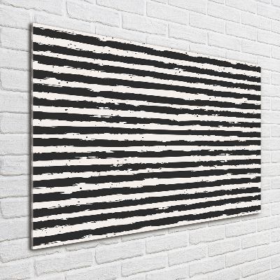 Glass wall art Black and white stripes