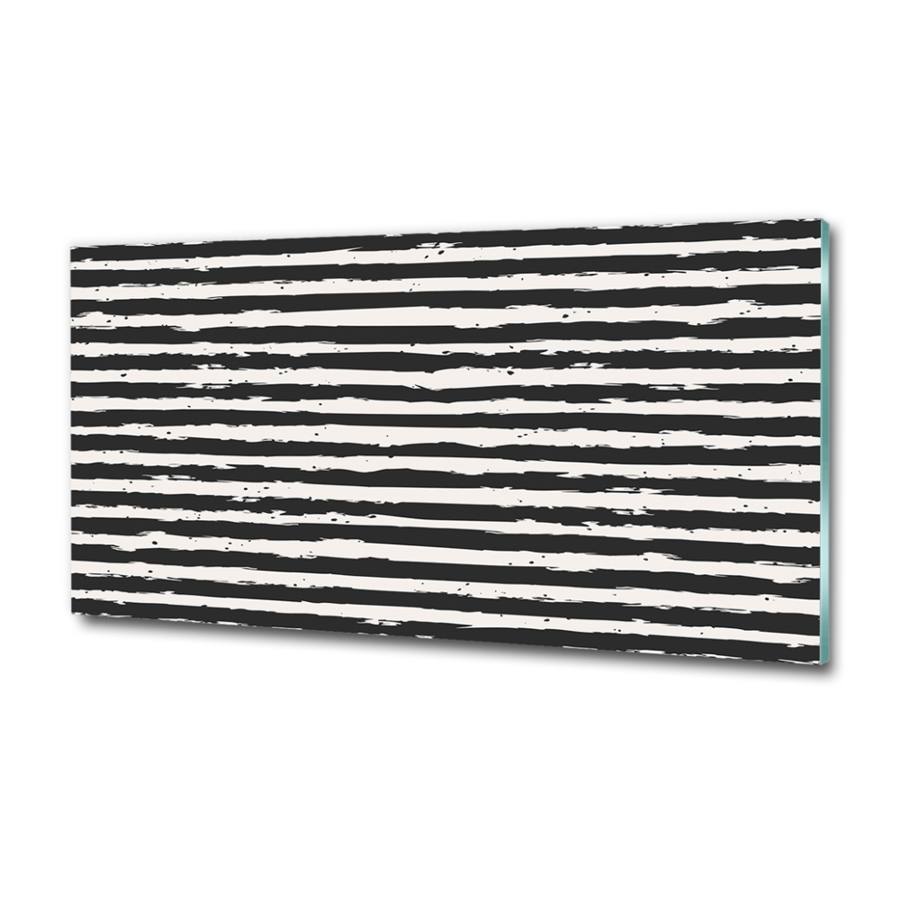 Glass wall art Black and white stripes