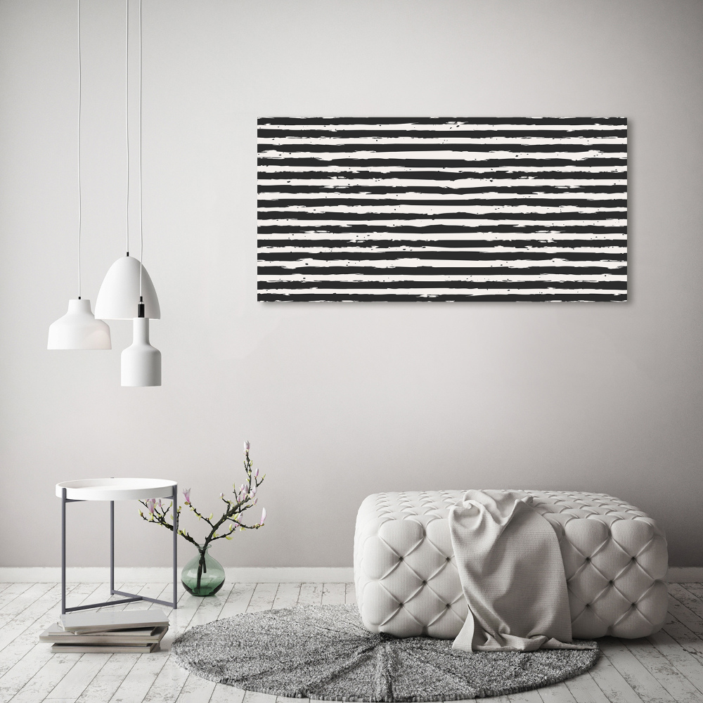 Glass wall art Black and white stripes