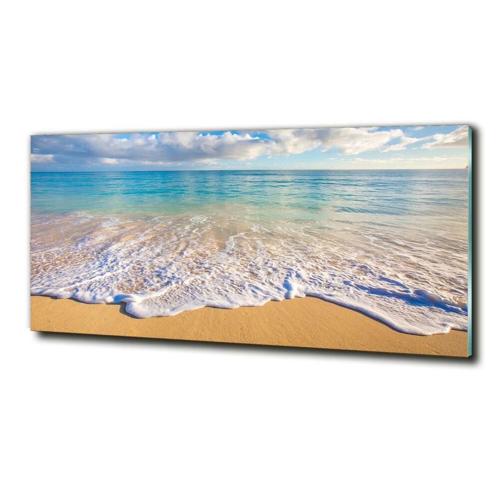 Glass wall art large Hawaiian beach