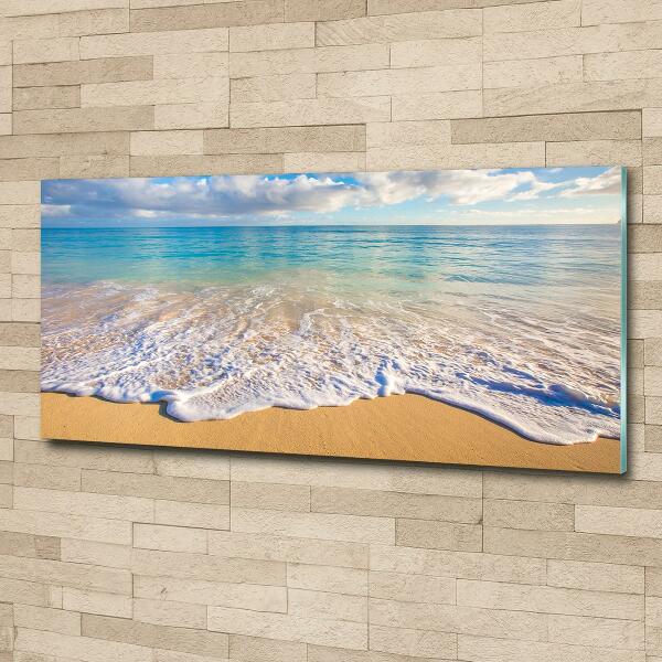 Glass wall art large Hawaiian beach