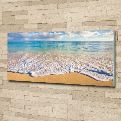 Glass wall art large Hawaiian beach