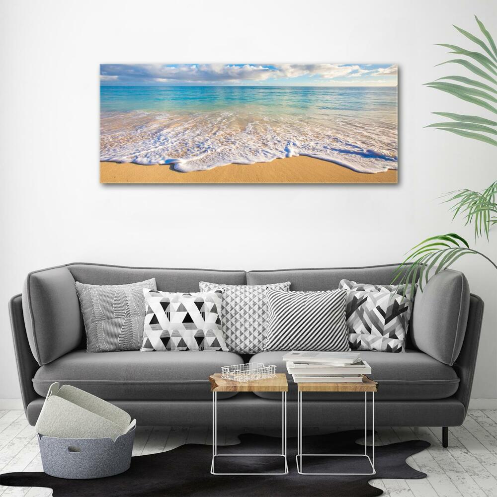 Glass wall art large Hawaiian beach