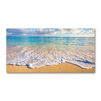 Glass wall art large Hawaiian beach