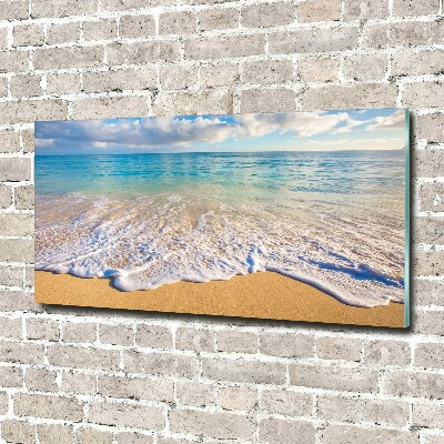 Glass wall art large Hawaiian beach