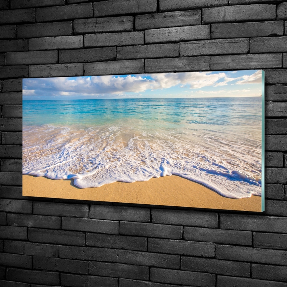 Glass wall art large Hawaiian beach