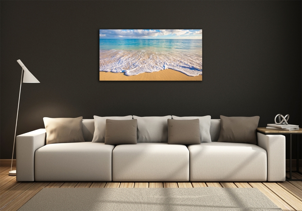 Glass wall art large Hawaiian beach