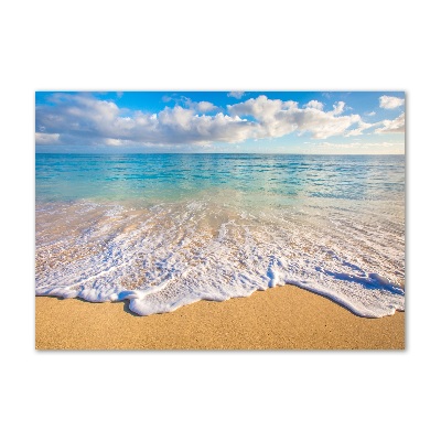 Glass wall art large Hawaiian beach