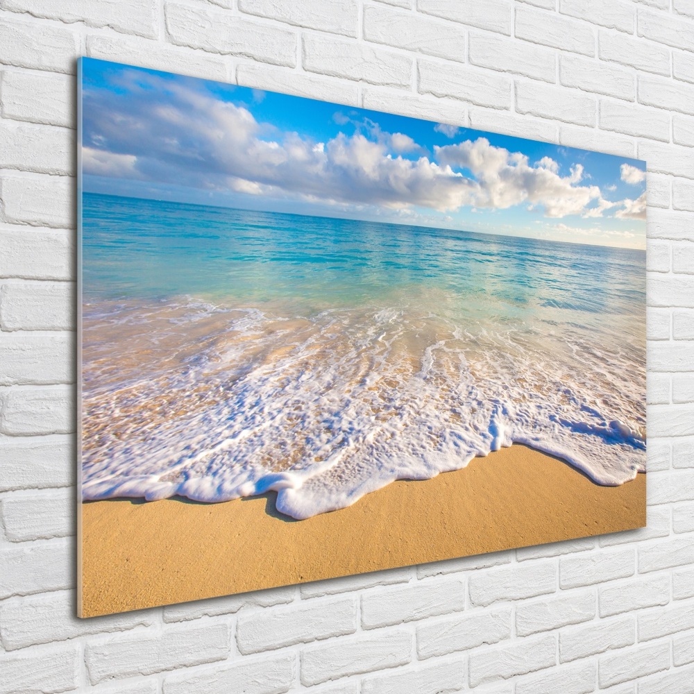 Glass wall art large Hawaiian beach