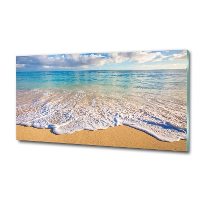 Glass wall art large Hawaiian beach