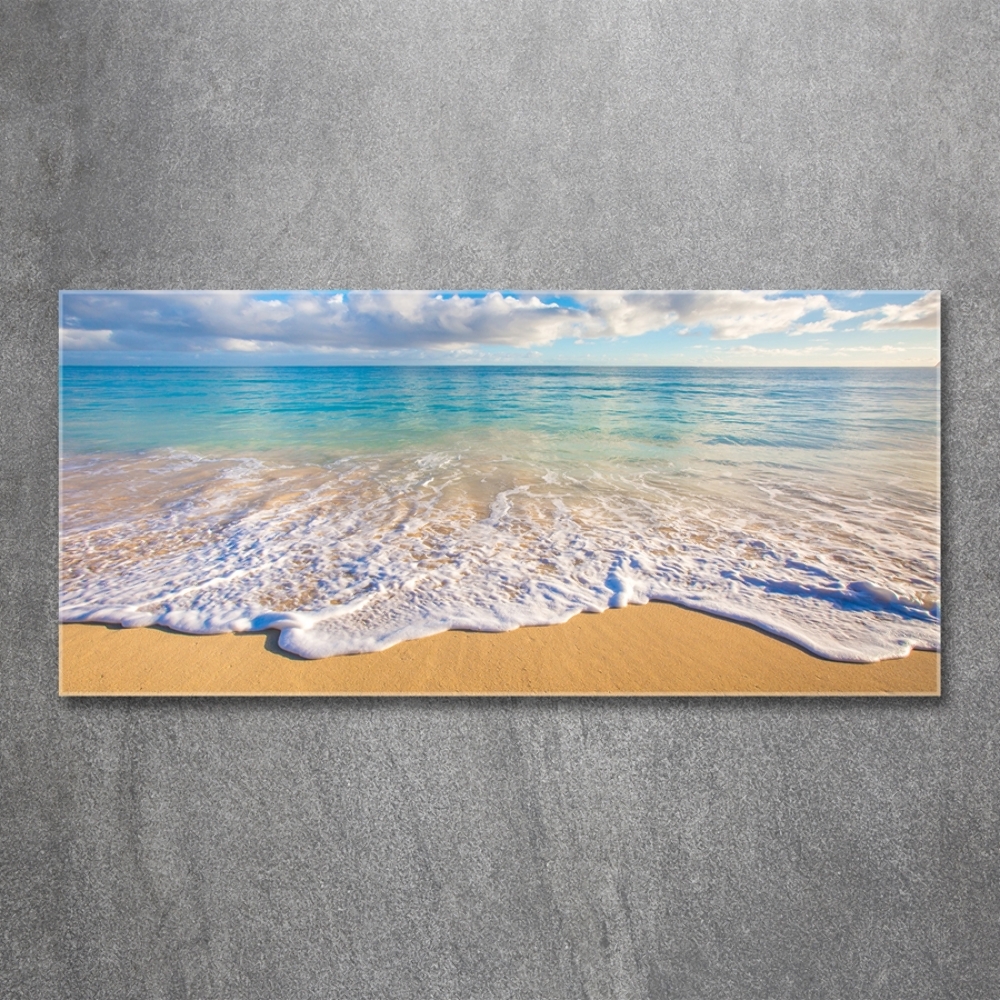 Glass wall art large Hawaiian beach