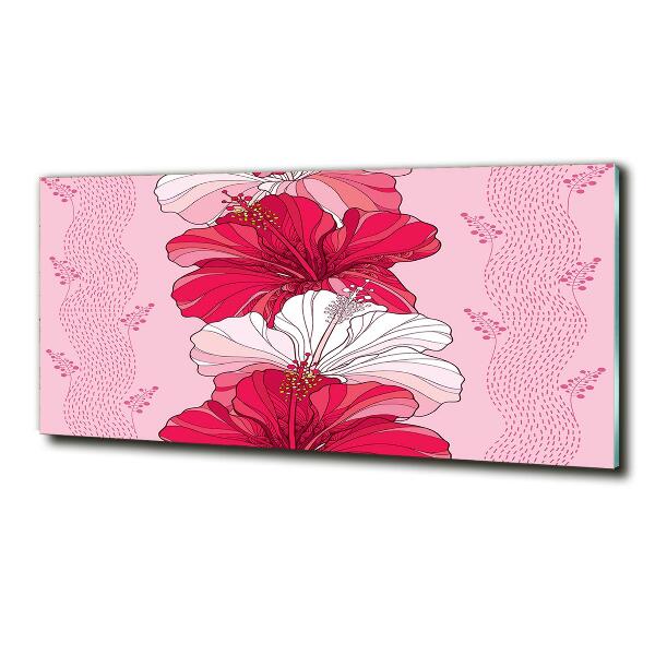 Wall art on glass Hawaiian flowers