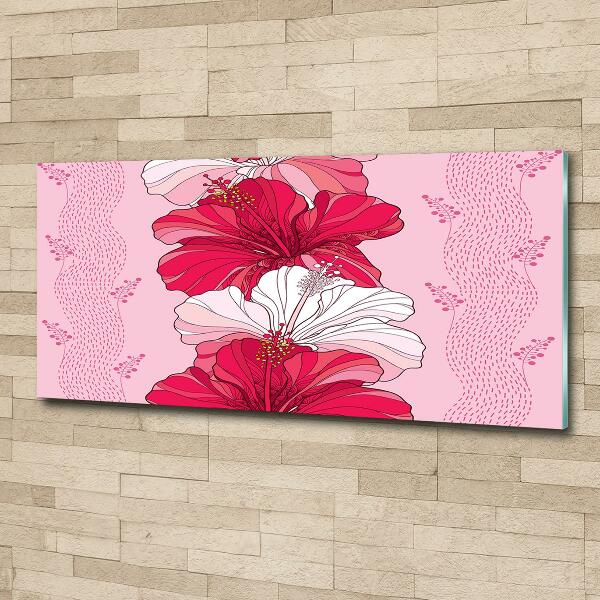 Wall art on glass Hawaiian flowers