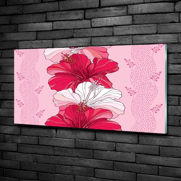 Wall art on glass Hawaiian flowers