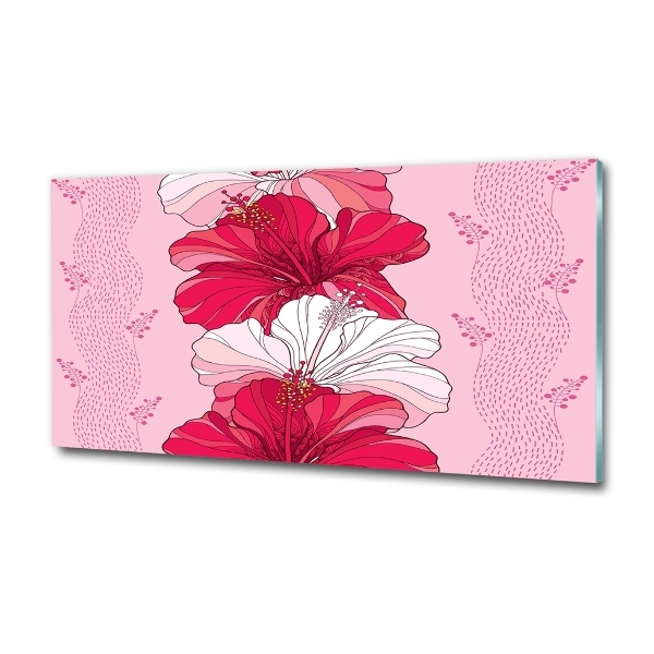 Wall art on glass Hawaiian flowers