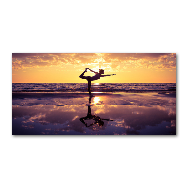 Photo printed on glass Yoga on the beach