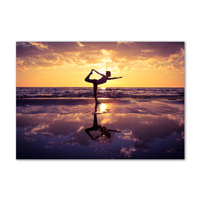 Photo printed on glass Yoga on the beach