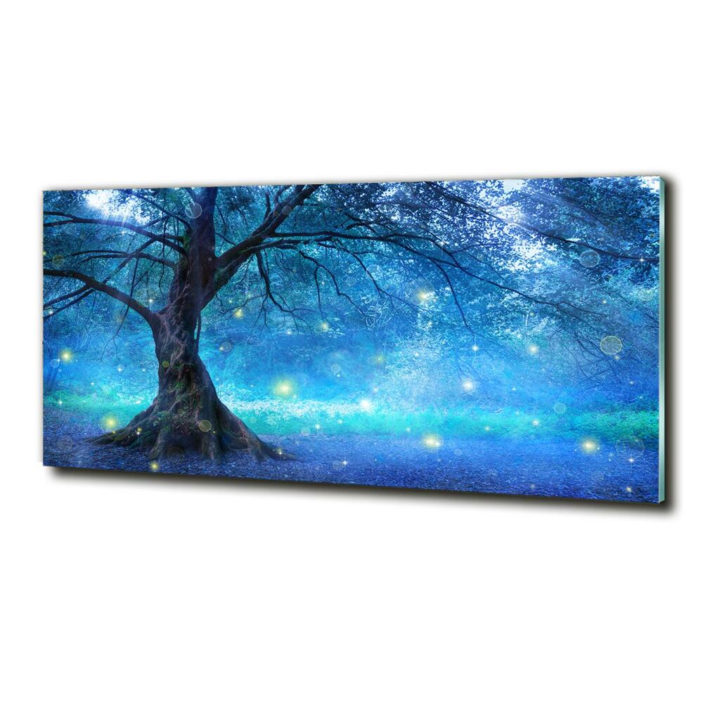 Glass wall art large Mysterious forest