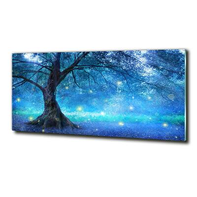 Glass wall art large Mysterious forest