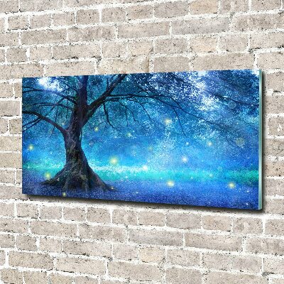 Glass wall art large Mysterious forest