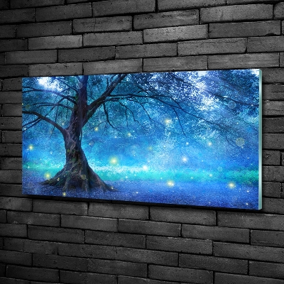 Glass wall art large Mysterious forest