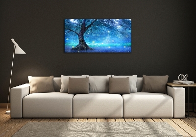 Glass wall art large Mysterious forest