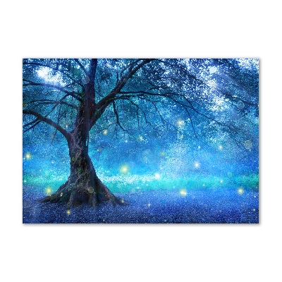 Glass wall art large Mysterious forest