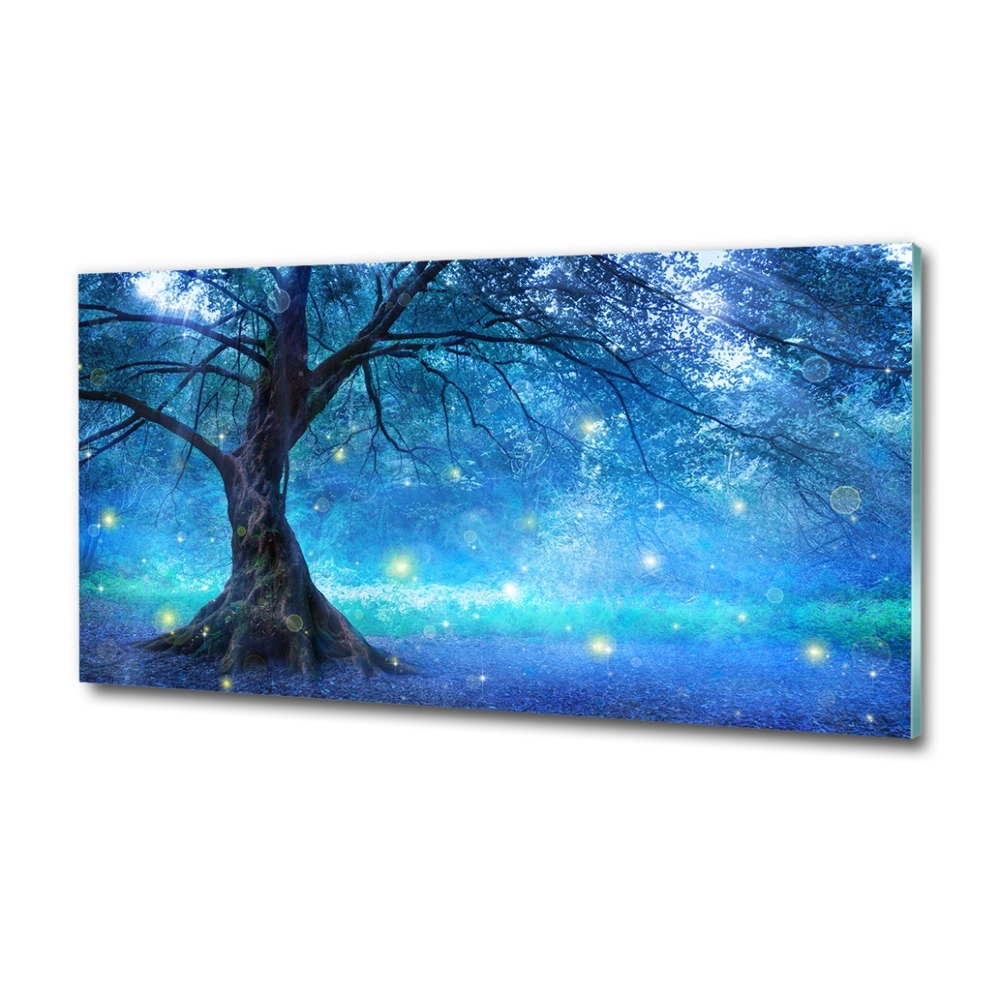 Glass wall art large Mysterious forest