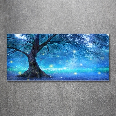 Glass wall art large Mysterious forest