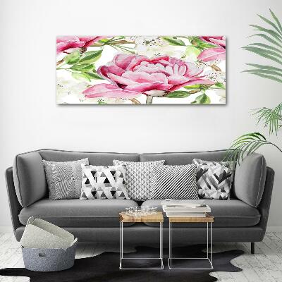 Printed glass wall art Peonies