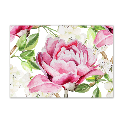 Printed glass wall art Peonies