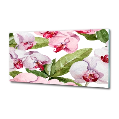 Printed glass wall art Pink orchids