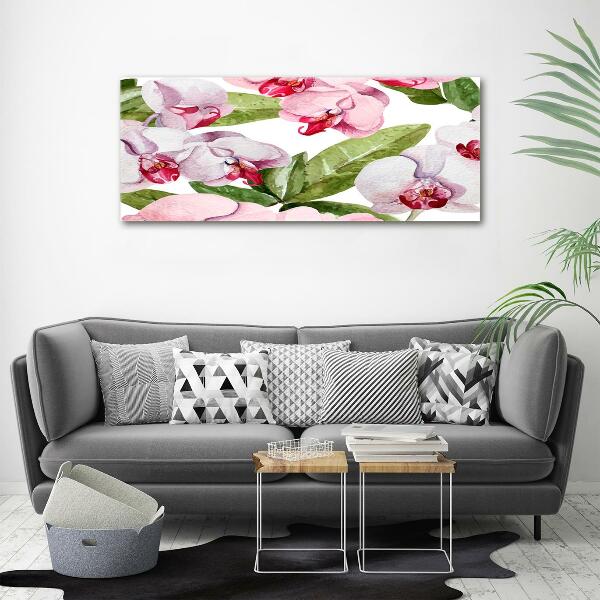 Printed glass wall art Pink orchids