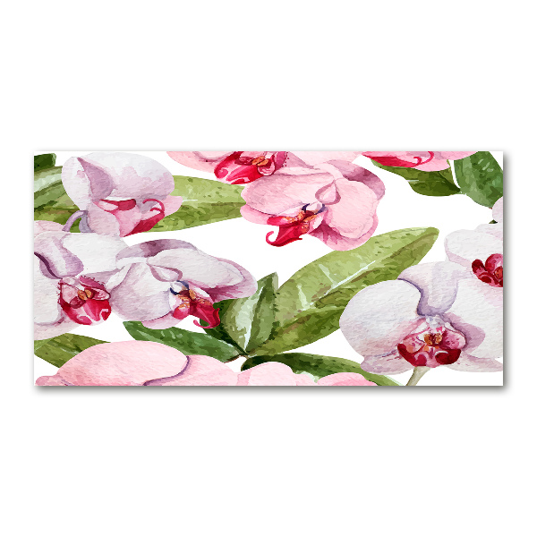 Printed glass wall art Pink orchids