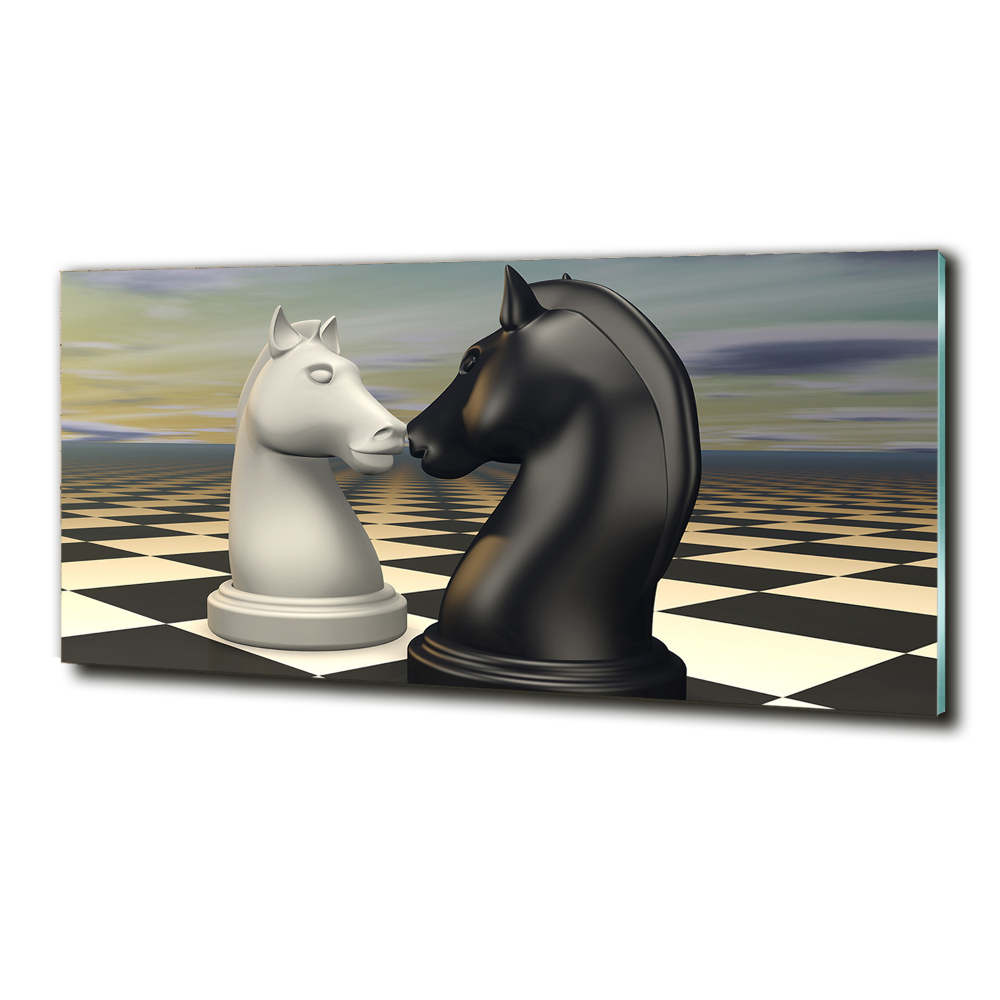 Glass art print Chess horses