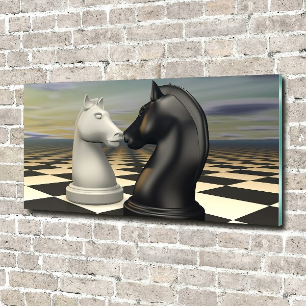 Glass art print Chess horses