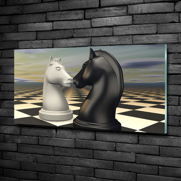 Glass art print Chess horses