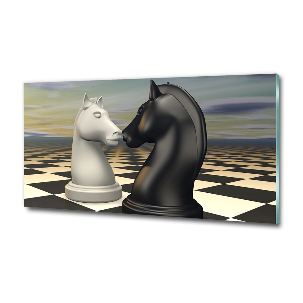 Glass art print Chess horses