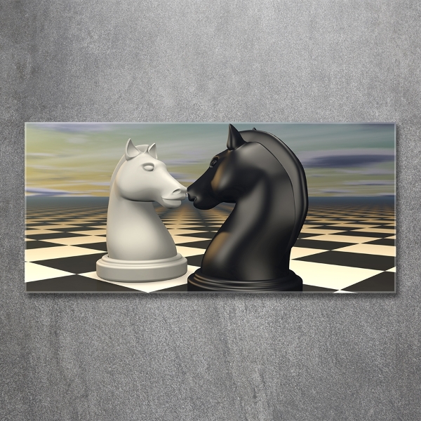 Glass art print Chess horses