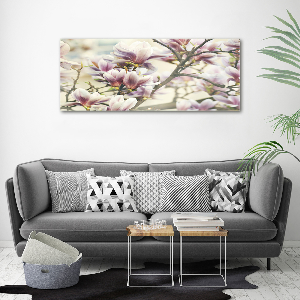 Printed glass wall art Magnolia