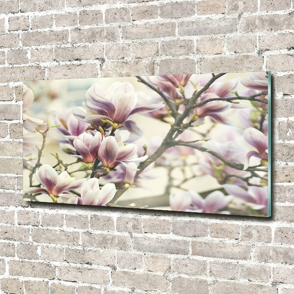 Printed glass wall art Magnolia