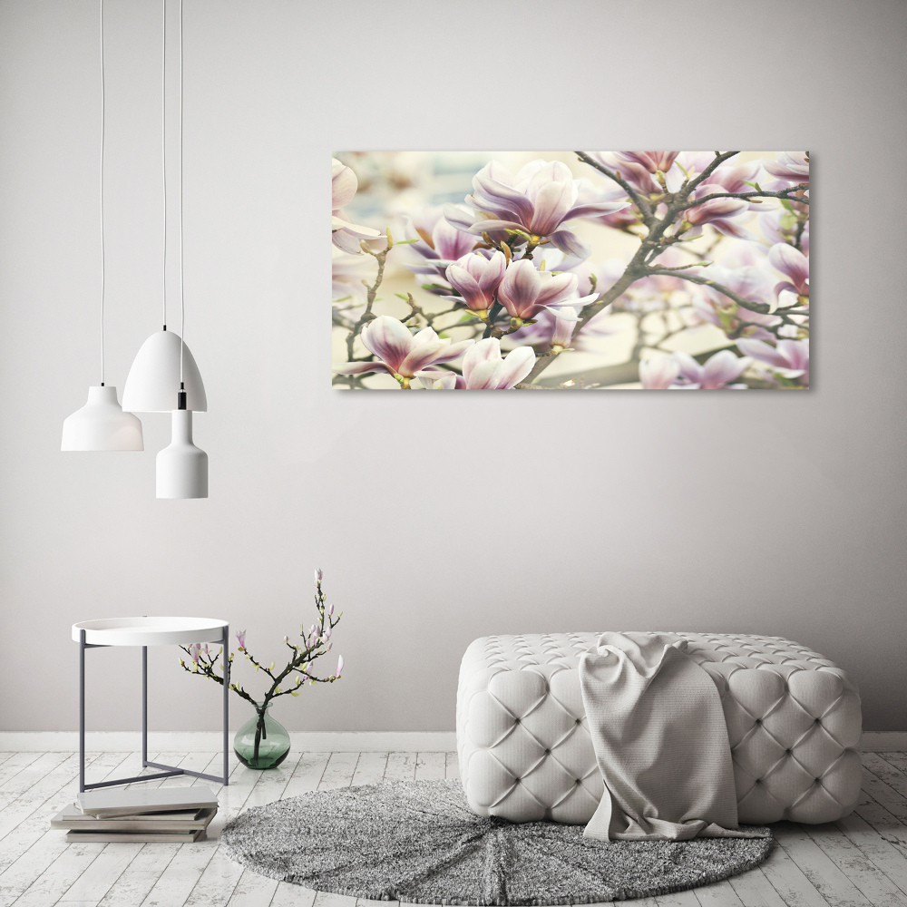 Printed glass wall art Magnolia