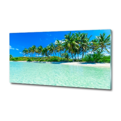 Glass wall art large Tropical beach