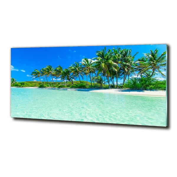 Glass wall art large Tropical beach