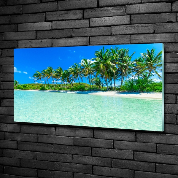 Glass wall art large Tropical beach