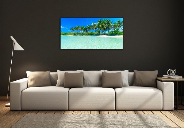 Glass wall art large Tropical beach