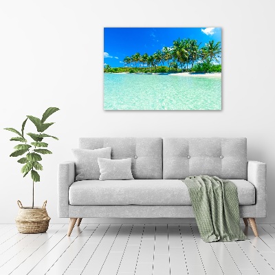 Glass wall art large Tropical beach