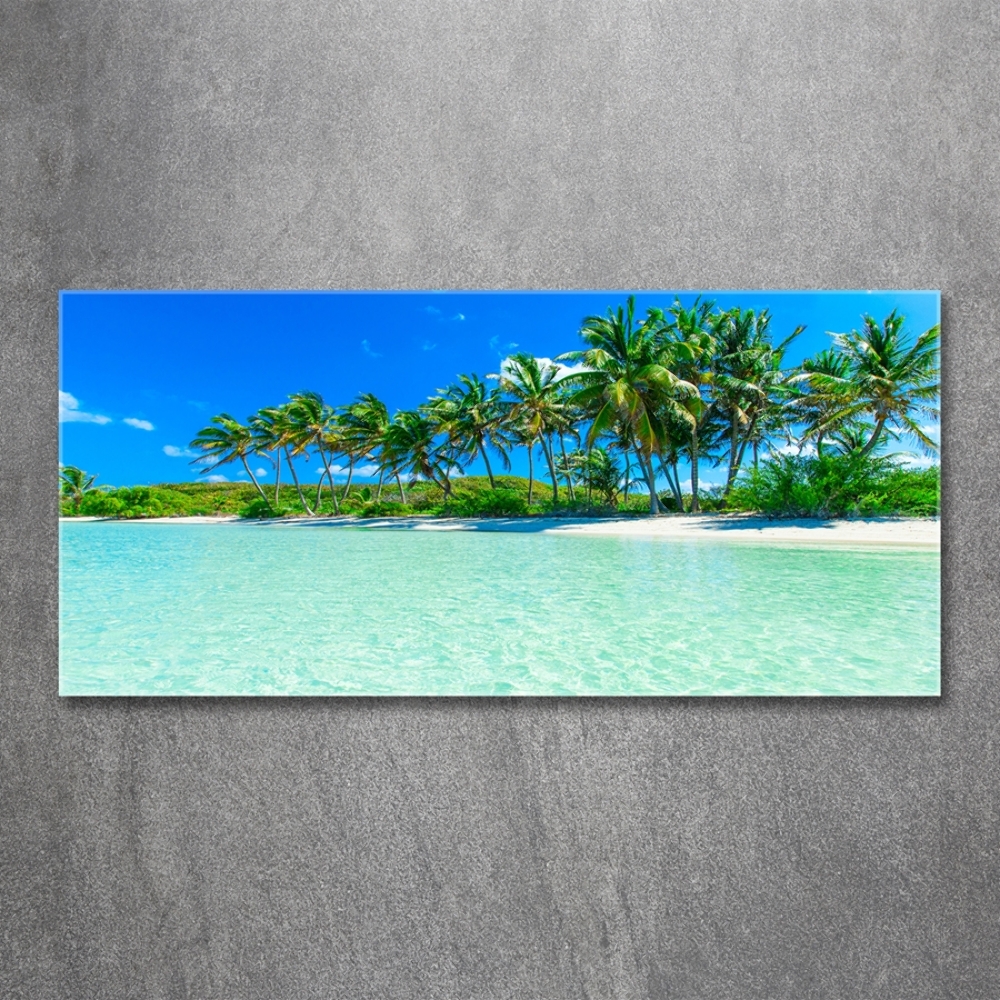 Glass wall art large Tropical beach