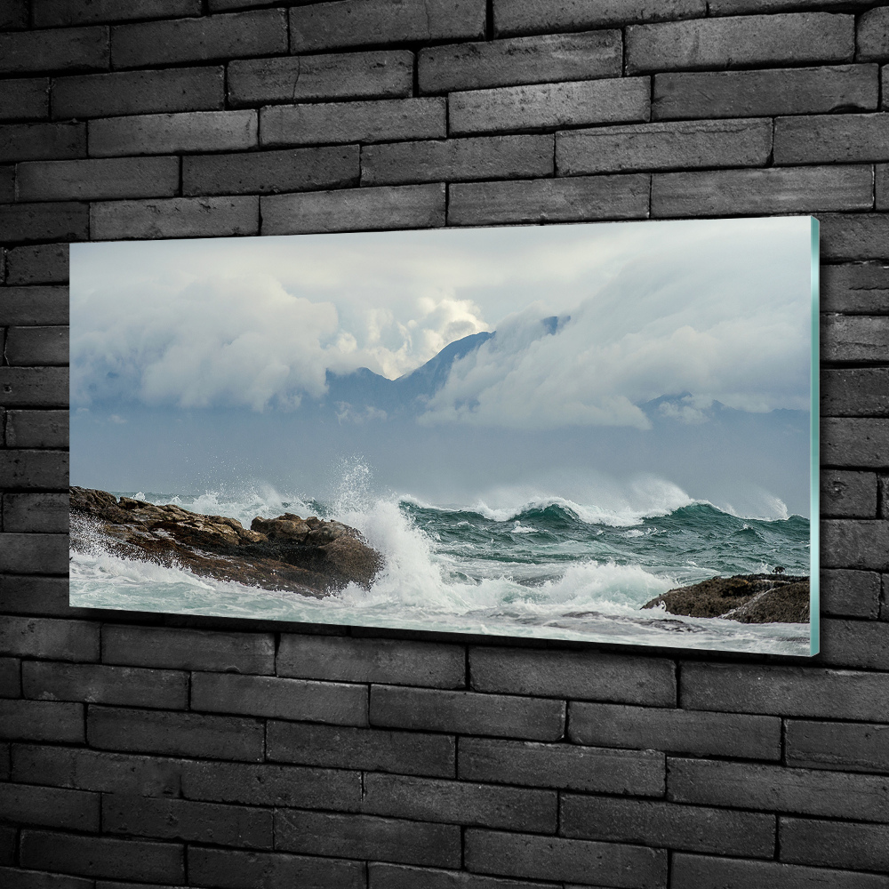 Glass picture print Rough sea